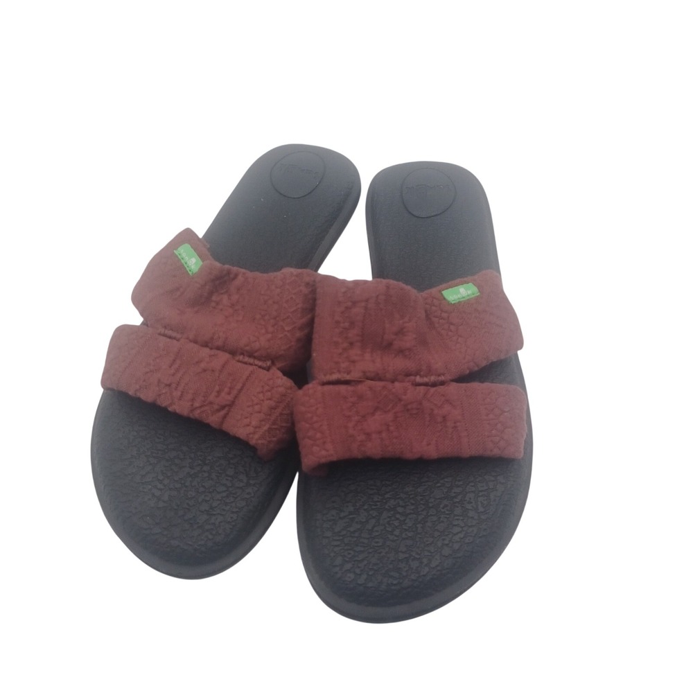 Sanuk Yoga Sling Sandals Womens 8 Maroon Excellent Slide Yoga Mat Footbed